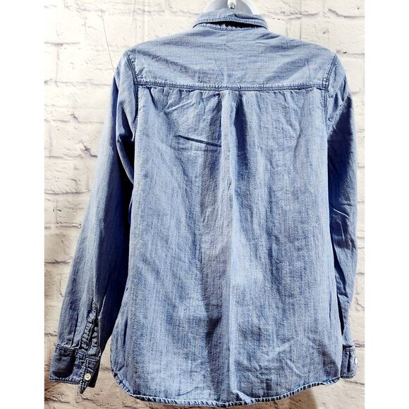 Old Navy Blue The Classic Shirt Button Up Long Sleeve Top Small Lightweight - Picture 3 of 5